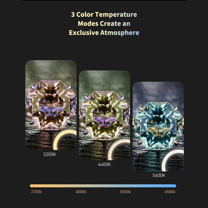 APEXEL Macro Ring Light - 37mm/52mm Thread Compatible Macro Fill Light with 3 Color Temperatures & 9 Brightness Levels, LED Ring Light for APEXEL Macro Lenses, Jewelry, Insect and Close-Up Photography
