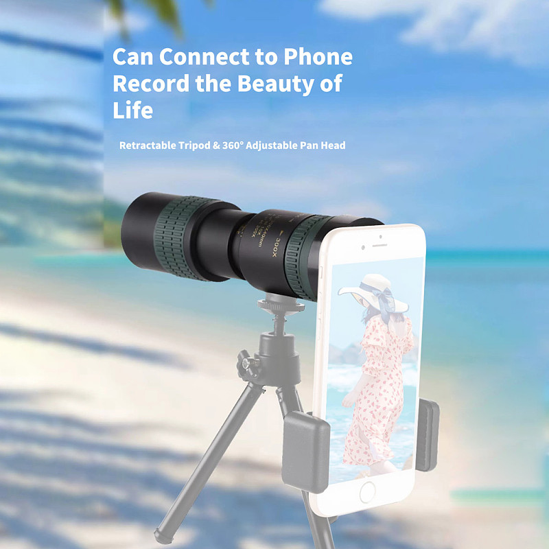 10-300X40 Monocular Telescope with Smartphone Adapter -  HD Zoom Monocular for Concerts, Ball Games, Travel, Hiking and Wildlife, Portable Long-Range Telescope for Photo & Video Recording