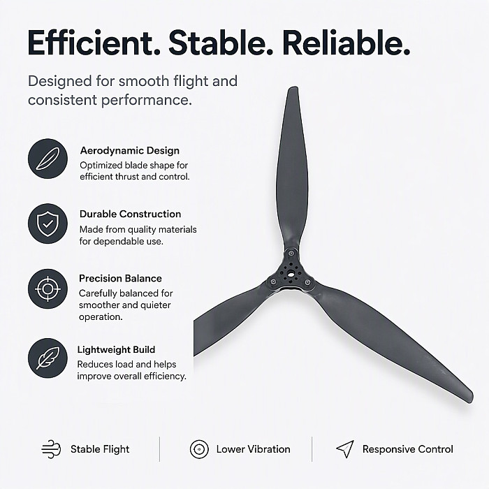 1 Pair GEMFAN F2210 Folding Propeller  - 22 Inch 3-Blade Glass Fiber Nylon Folding Prop for RC Fixed-Wing, Long-Range UAV and Multirotor Drones