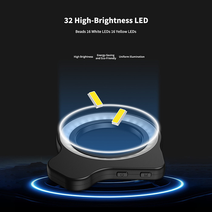 APEXEL Macro Ring Light - 37mm/52mm Thread Compatible Macro Fill Light with 3 Color Temperatures & 9 Brightness Levels, LED Ring Light for APEXEL Macro Lenses, Jewelry, Insect and Close-Up Photography