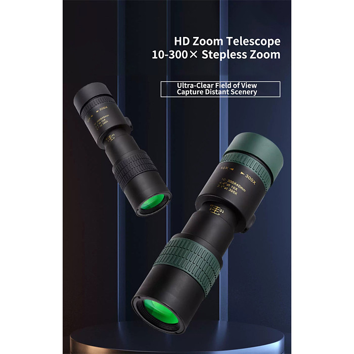 10-300X40 Monocular Telescope with Smartphone Adapter -  HD Zoom Monocular for Concerts, Ball Games, Travel, Hiking and Wildlife, Portable Long-Range Telescope for Photo & Video Recording