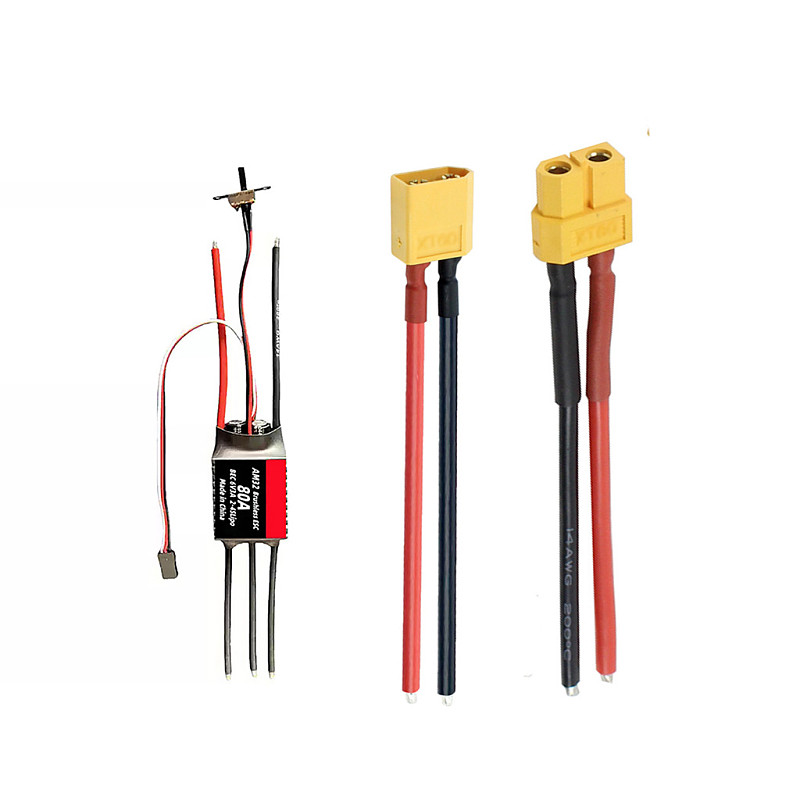 AM32 80A 32‑Bit Bidirectional Brushless ESC 2‑8S Lipo Speed Controller With XT60 10cm Cable for RC Car Drone Boat Airplane