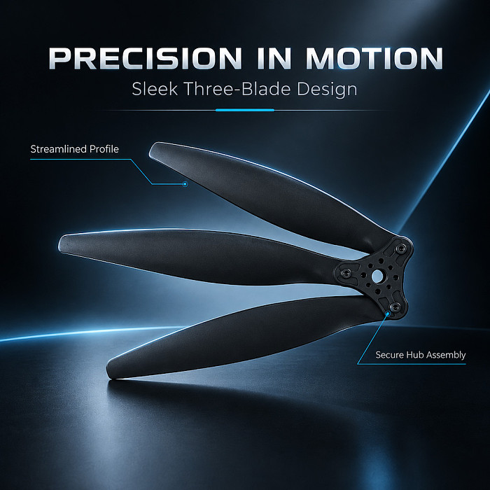 1 Pair GEMFAN F2010 3-Blade Folding Propeller  - Glass Fiber Nylon Black Folding Prop for 20-Inch RC Fixed-Wing and UAV Drones