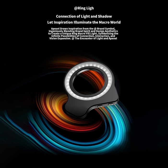 APEXEL Macro Ring Light - 37mm/52mm Thread Compatible Macro Fill Light with 3 Color Temperatures & 9 Brightness Levels, LED Ring Light for APEXEL Macro Lenses, Jewelry, Insect and Close-Up Photography