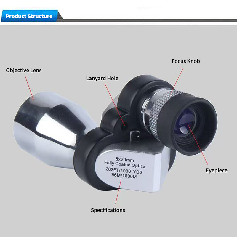 Mini Metal Corner Monocular Telescope with Low-Light Night Vision - HD Compact Pocket Monocular for Travel, Concerts, Ball Games, Hiking and Wildlife Observation, Lightweight Handheld Design