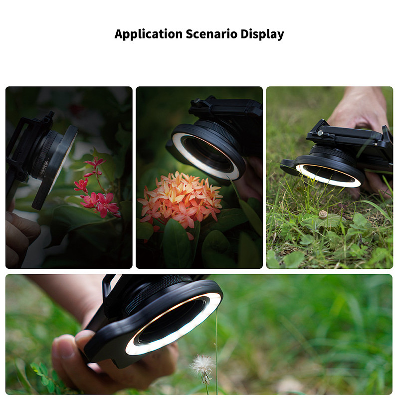APEXEL Macro Ring Light - 37mm/52mm Thread Compatible Macro Fill Light with 3 Color Temperatures & 9 Brightness Levels, LED Ring Light for APEXEL Macro Lenses, Jewelry, Insect and Close-Up Photography