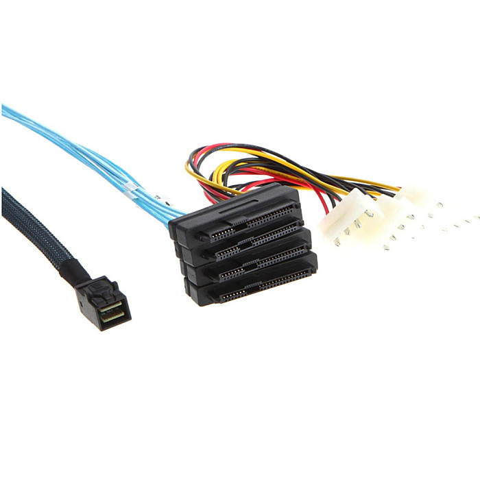 SFF-8643 to 4x SFF-8482 SAS Cable with Power - Internal Mini SAS HD High-Speed Data Cable for SAS/SATA Hard Drives, RAID HBA Controller, Server Storage and JBOD Backplane