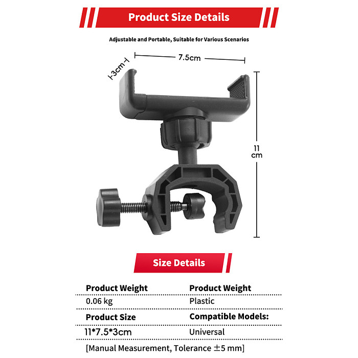 Universal Phone Live Streaming Clip - Multi-Function Rear Seat & Stand Mount Holder for Smartphones, Plastic Phone Clamp for Live Broadcast, Vlog, Car Backseat and Tripod Use