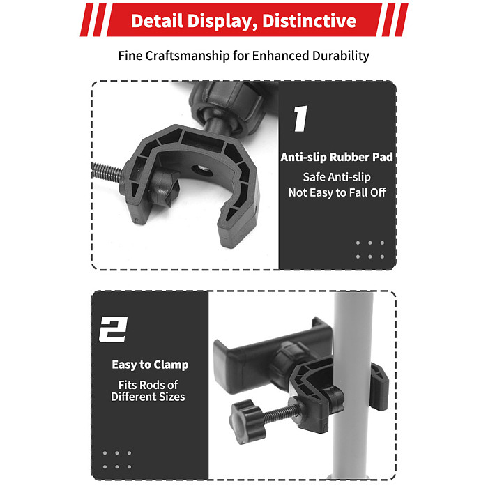 Universal Phone Live Streaming Clip - Multi-Function Rear Seat & Stand Mount Holder for Smartphones, Plastic Phone Clamp for Live Broadcast, Vlog, Car Backseat and Tripod Use