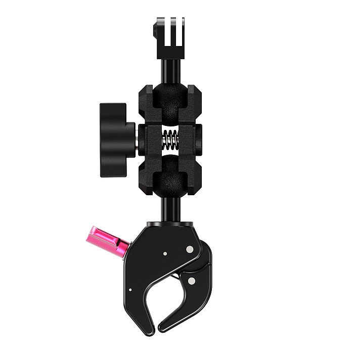 XT-XINTE Aluminum 1-Inch Ball 3-slot C-Clamp with 1/4  Thread & Arri-Standard Hole, Quick-Lock Knob for Motorcycle/Bicycle, Action Camera, Monitor and Dual-Card Adapter, 18-40mm Tube Clamp