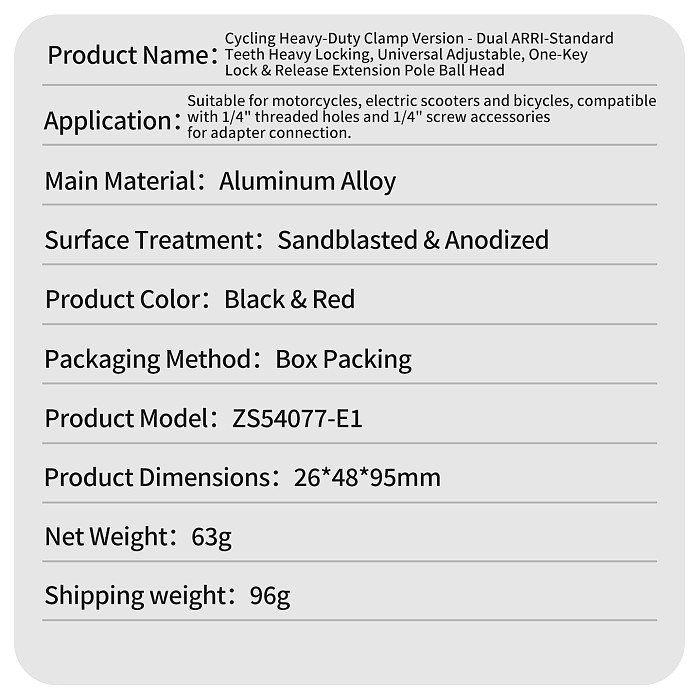 Aluminum Gear-Lock C-Clamp Mount - Universal Ball Head with 180° Tilt 360° Rotation, 1/4  Thread & Arri Hole Quick-Lock Crab Clamp for Motorcycle/Bicycle, Monitor, Fill Light, Phone Holder, Action Camera and Film Equipment, 18-40mm Clamp Range