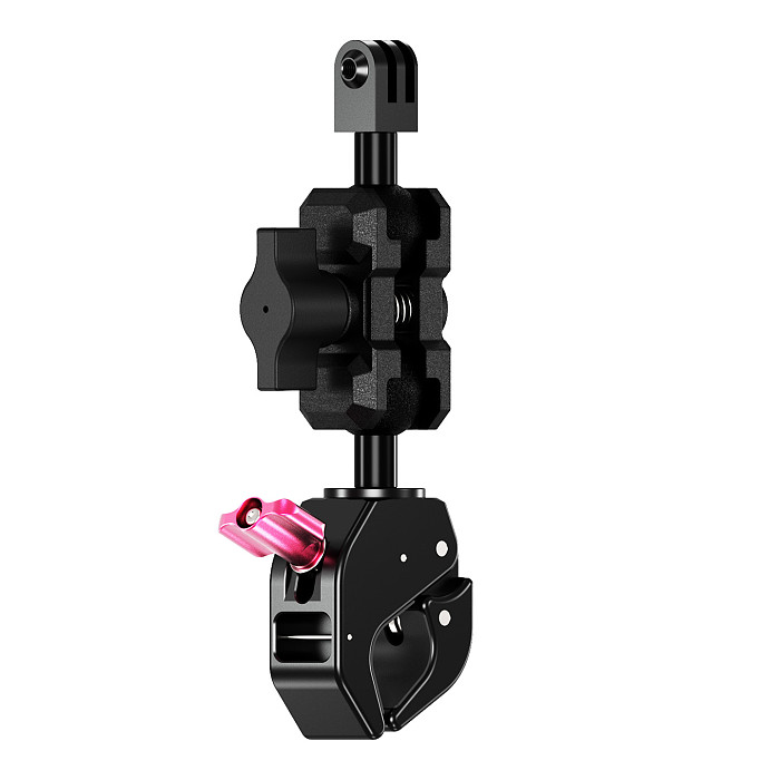 XT-XINTE Aluminum 1-Inch Ball 3-slot C-Clamp with 1/4  Thread & Arri-Standard Hole, Quick-Lock Knob for Motorcycle/Bicycle, Action Camera, Monitor and Dual-Card Adapter, 18-40mm Tube Clamp