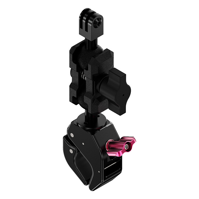 XT-XINTE Aluminum 1-Inch Ball 3-slot C-Clamp with 1/4  Thread & Arri-Standard Hole, Quick-Lock Knob for Motorcycle/Bicycle, Action Camera, Monitor and Dual-Card Adapter, 18-40mm Tube Clamp