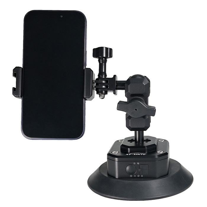 Smart Electric Vacuum Suction Cup Mount with Auto Re-inflate & Leak Alarm - Photography & Car Glass Mount with 1/4  & 3/8  Screw, Arri-Standard Hole, 1-Inch Ball Head and Cold Shoe for Phone, Camera, Monitor and Film Equipment