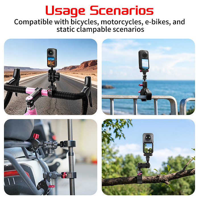 XT-XINTE Aluminum C-Clamp with 1/4  Screw & Arri-standard Locating Hole - Quick-Lock Crab Clamp for Motorcycle, Bicycle, Camera, Monitor and Light Mounting, 18-40mm Clamp Range