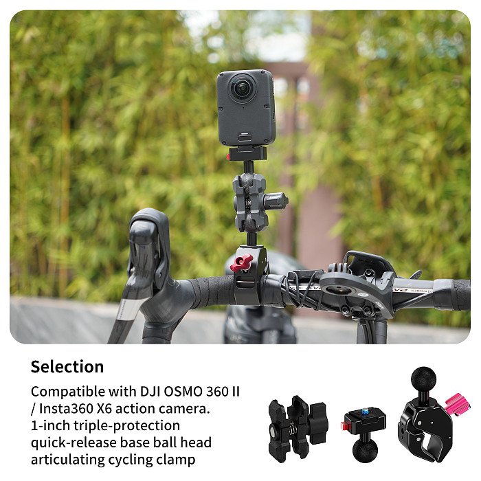 Aluminum Gear-Lock C-Clamp Mount - Universal Ball Head with 180° Tilt 360° Rotation, 1/4  Thread & Arri Hole Quick-Lock Crab Clamp for Motorcycle/Bicycle, Monitor, Fill Light, Phone Holder, Action Camera and Film Equipment, 18-40mm Clamp Range