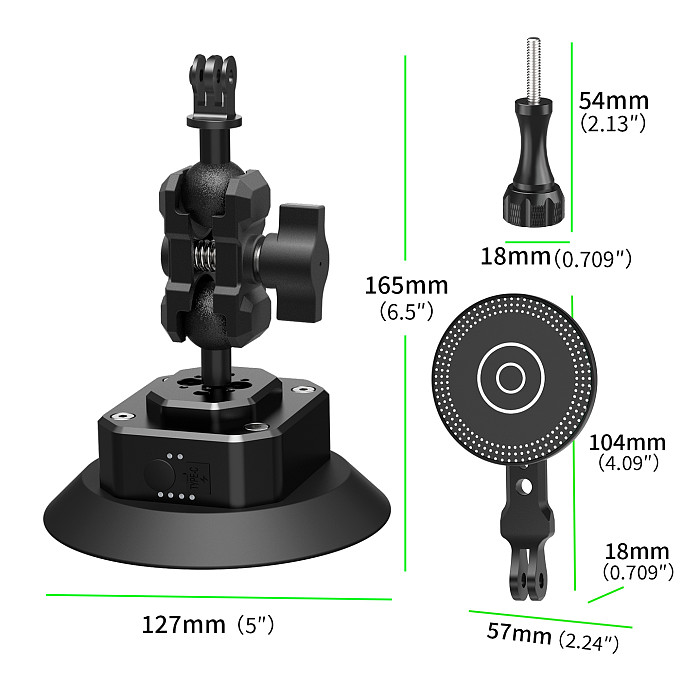 Aluminum Smart Electric Vacuum Suction Cup - Auto Re-inflate & Leak Alarm, Magnetic Phone Holder for iPhone 15/Huawei Mate 60/Xiaomi/OPPO