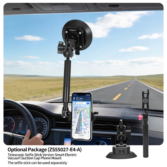 Smart Electric Vacuum Suction Cup Mount with Auto Re-inflate & Leak Alarm - Photography & Car Glass Mount with 1/4  & 3/8  Screw, Arri-Standard Hole, 1-Inch Ball Head and Cold Shoe for Phone, Camera, Monitor and Film Equipment