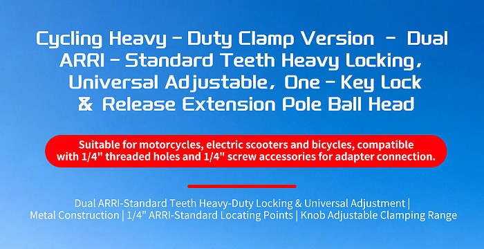 Aluminum Gear-Lock C-Clamp Mount - Universal Ball Head with 180° Tilt 360° Rotation, 1/4  Thread & Arri Hole Quick-Lock Crab Clamp for Motorcycle/Bicycle, Monitor, Fill Light, Phone Holder, Action Camera and Film Equipment, 18-40mm Clamp Range