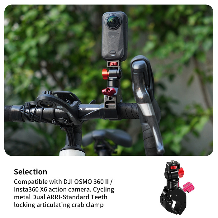 Aluminum Gear-Lock C-Clamp Mount - Universal Ball Head with 180° Tilt 360° Rotation, 1/4  Thread & Arri Hole Quick-Lock Crab Clamp for Motorcycle/Bicycle, Monitor, Fill Light, Phone Holder, Action Camera and Film Equipment, 18-40mm Clamp Range