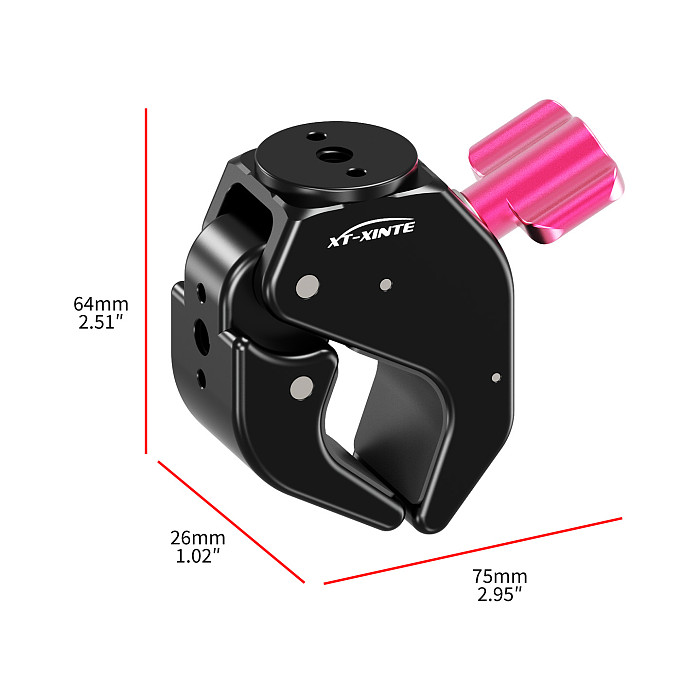 XT-XINTE Aluminum C-Clamp with 1/4  Screw & Arri-standard Locating Hole - Quick-Lock Crab Clamp for Motorcycle, Bicycle, Camera, Monitor and Light Mounting, 18-40mm Clamp Range