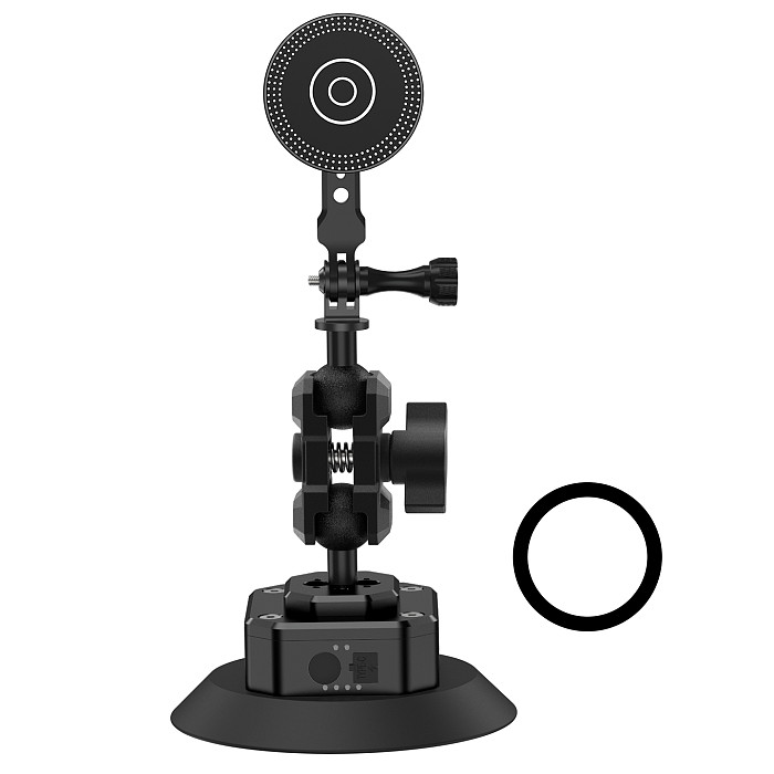 Aluminum Smart Electric Vacuum Suction Cup - Auto Re-inflate & Leak Alarm, Magnetic Phone Holder for iPhone 15/Huawei Mate 60/Xiaomi/OPPO