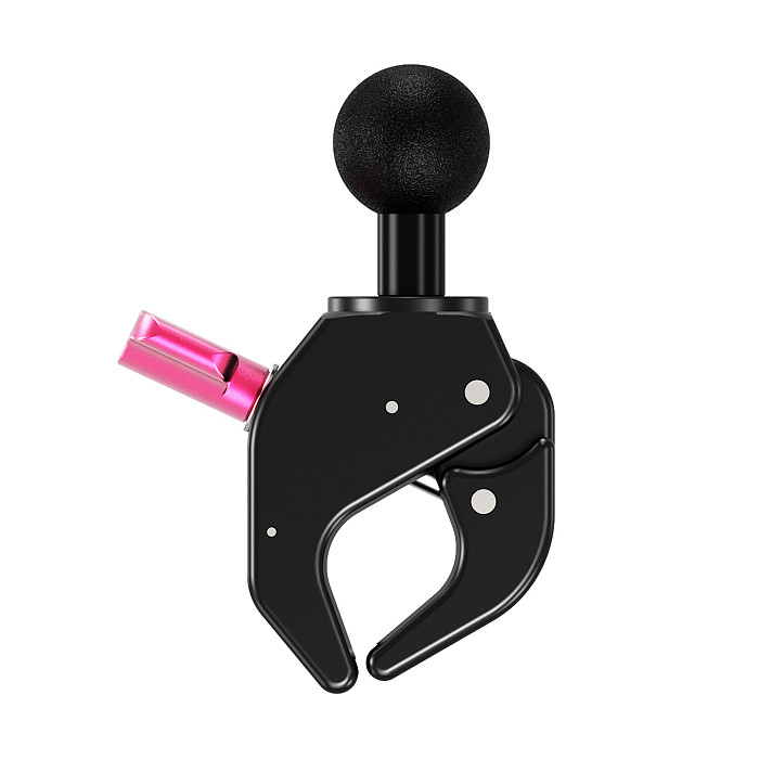 Aluminum 1-Inch Ball Head Crab C-Clamp - 1/4  Thread Hole, Universal Tube Clamp for Motorcycle/Bicycle, Camera, Fill Light, Monitor, 18-40mm Clamp Range with Silicone Pads
