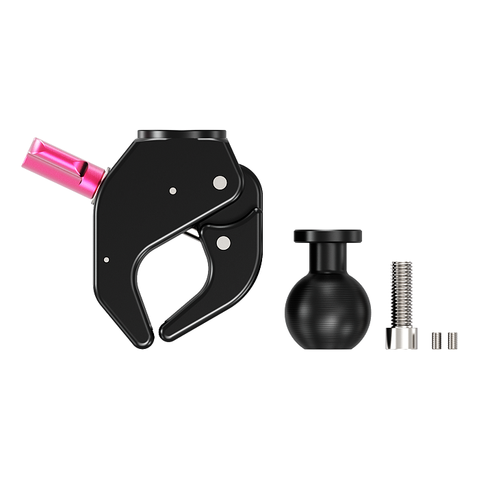 Aluminum 1-Inch Ball Head Crab C-Clamp - 1/4  Thread & Arri Hole, 25.4mm Anti-Slip Ball, Single-Side Quick-Lock Knob, Lanyard Hole, Silicone Pads for Motorcycle/Bicycle, Camera, Fill Light, 1-Inch Ball Head Clamp and Butterfly Clamp Adapter, 18-40mm Tube Clamp