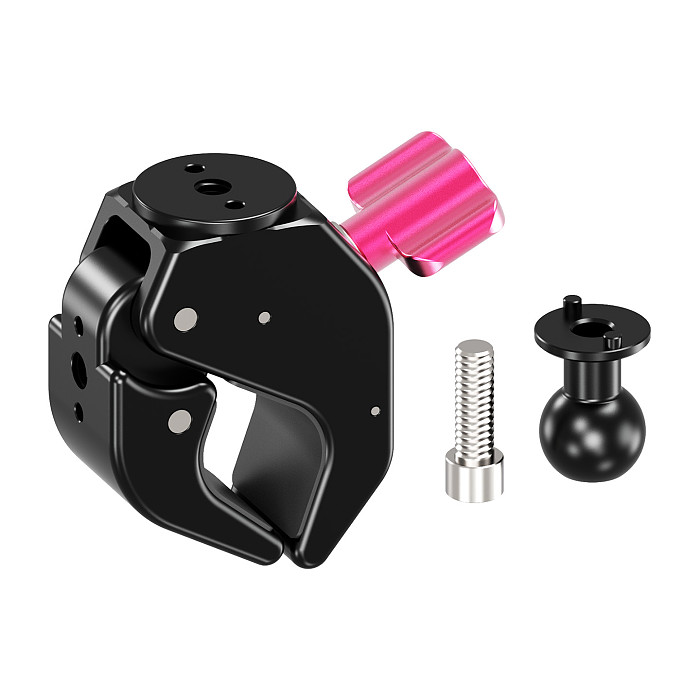 Aluminum 17mm Ball Head Crab C-Clamp - 1/4  Thread & Arri Hole, 17mm Metal Ball, Single-Side Quick-Lock Knob, Lanyard Hole, Silicone Pads for Motorcycle/Bicycle, Camera, Fill Light, 17mm Ball Head Clamp and Butterfly Clamp Adapter, 18-40mm Tube Clamp