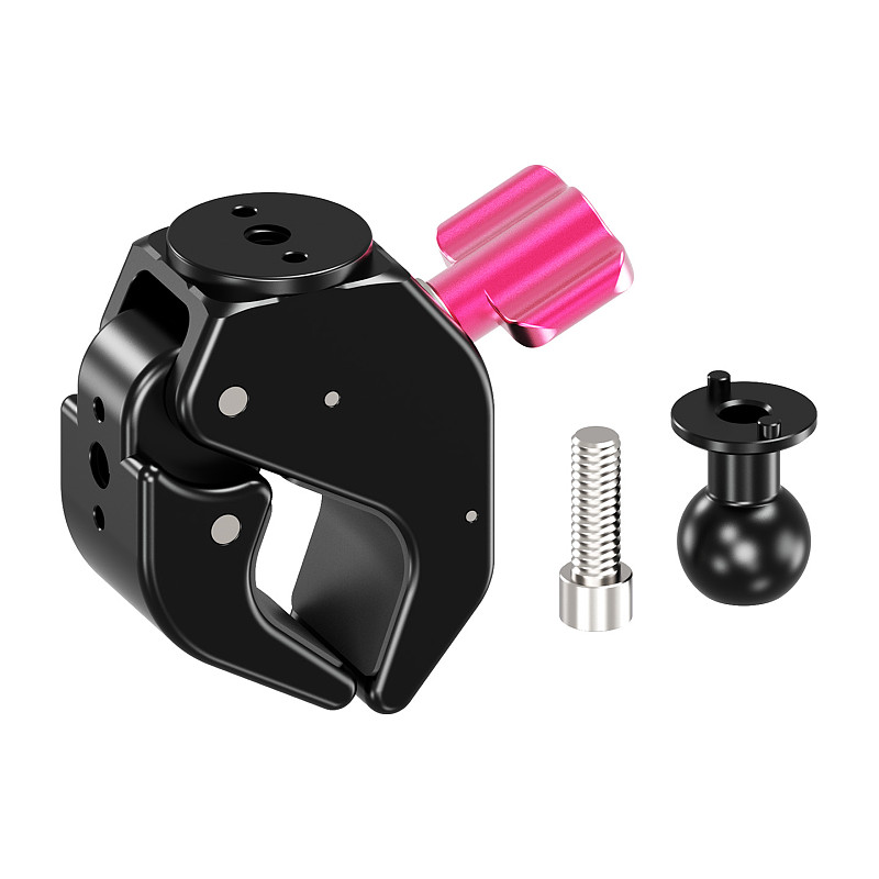 Aluminum 17mm Ball Head Crab C-Clamp - 1/4  Thread & Arri Hole, 17mm Metal Ball, Single-Side Quick-Lock Knob, Lanyard Hole, Silicone Pads for Motorcycle/Bicycle, Camera, Fill Light, 17mm Ball Head Clamp and Butterfly Clamp Adapter, 18-40mm Tube Clamp
