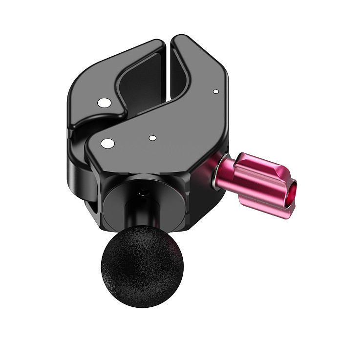 Aluminum 1-Inch Ball Head Crab C-Clamp - 1/4  Thread Hole, Universal Tube Clamp for Motorcycle/Bicycle, Camera, Fill Light, Monitor, 18-40mm Clamp Range with Silicone Pads