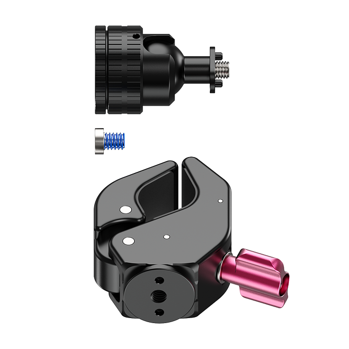 Aluminum 22mm Ball Head Cloud Platform C-Clamp - 1/4  Thread & Arri Hole, Universal Crab Clamp for Motorcycle/Bicycle, GoPro, Insta360 X5, Pocket 4/3, Phone Holder, Camera and Fill Light, 18-40mm Tube Clamp