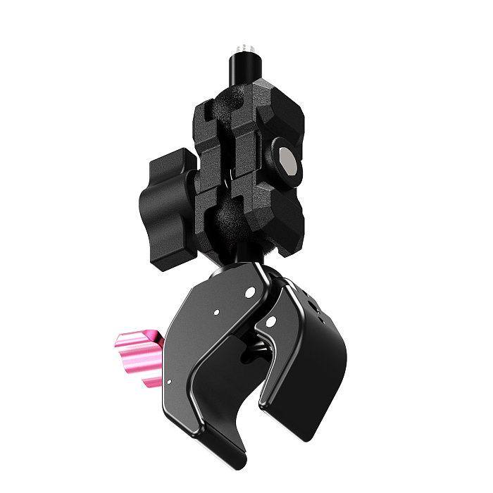 Aluminum 1-Inch Ball Head Crab C-Clamp - Quick-Lock Single-Side Knob, 1/4  Thread & Arri Hole, Ball Head Link Extension Arm for Motorcycle/Bicycle, Action Camera, Monitor, 18-40mm Tube Clamp