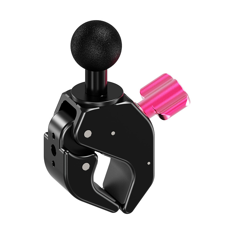 Aluminum 1-Inch Ball Head Crab C-Clamp - 1/4  Thread Hole, Universal Tube Clamp for Motorcycle/Bicycle, Camera, Fill Light, Monitor, 18-40mm Clamp Range with Silicone Pads