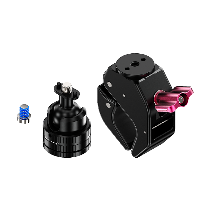 Aluminum 22mm Ball Head Cloud Platform C-Clamp - 1/4  Thread & Arri Hole, Universal Crab Clamp for Motorcycle/Bicycle, GoPro, Insta360 X5, Pocket 4/3, Phone Holder, Camera and Fill Light, 18-40mm Tube Clamp