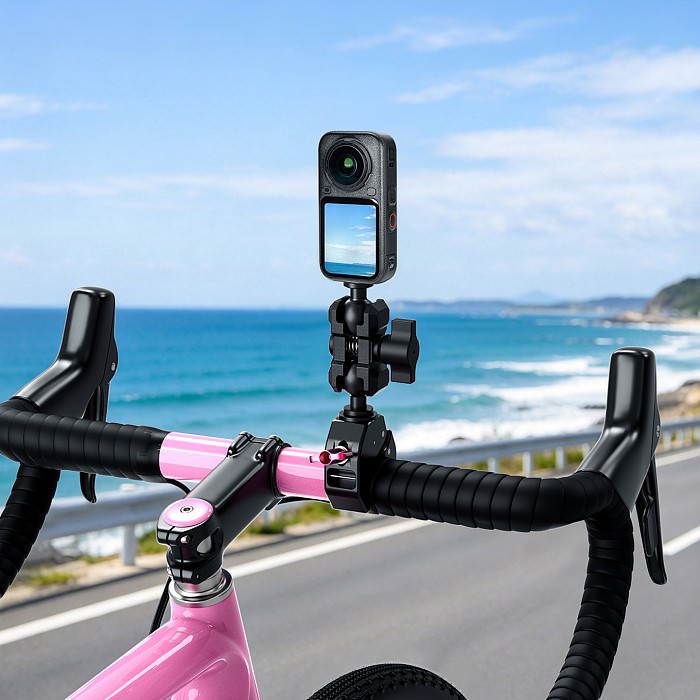 Aluminum 1-Inch Ball Head Crab C-Clamp - 1/4  Thread & Arri Hole, 25.4mm Anti-Slip Ball, Single-Side Quick-Lock Knob, Lanyard Hole, Silicone Pads for Motorcycle/Bicycle, Camera, Fill Light, 1-Inch Ball Head Clamp and Butterfly Clamp Adapter, 18-40mm Tube Clamp