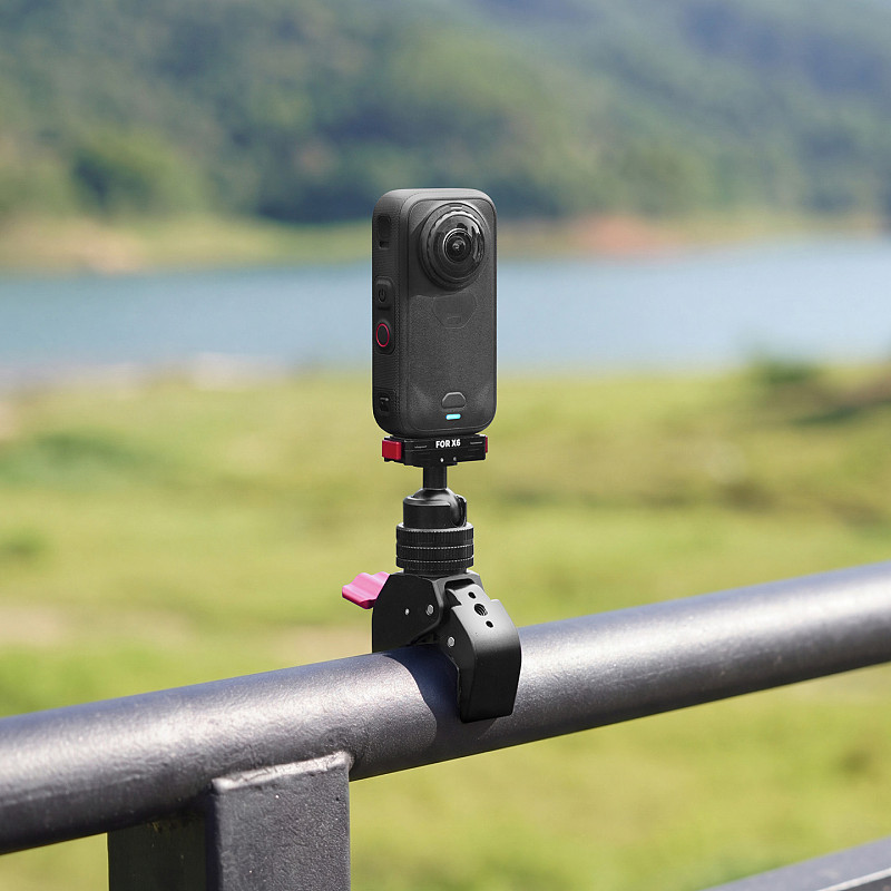 Aluminum 22mm Ball Head Cloud Platform C-Clamp - 1/4  Thread & Arri Hole, Universal Crab Clamp for Motorcycle/Bicycle, GoPro, Insta360 X5, Pocket 4/3, Phone Holder, Camera and Fill Light, 18-40mm Tube Clamp