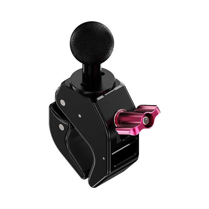 Aluminum 1/4  Quick Release C-Clamp - 1-Inch  Ball Head, Universal Adjustment Crab Clamp for Motorcycle/Bicycle, Action Camera, Monitor, 18-40mm Tube Clamp 