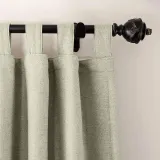 Textured Faux Linen Window Curtain Tab Top Drapery Olive