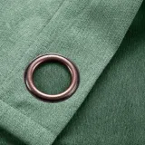 Antique Bronze Grommet Faux Linen Curtain Panel Olive