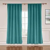 CUSTOM Liz Everglade Teal Polyester Linen Window Curtain Drapery with Lined