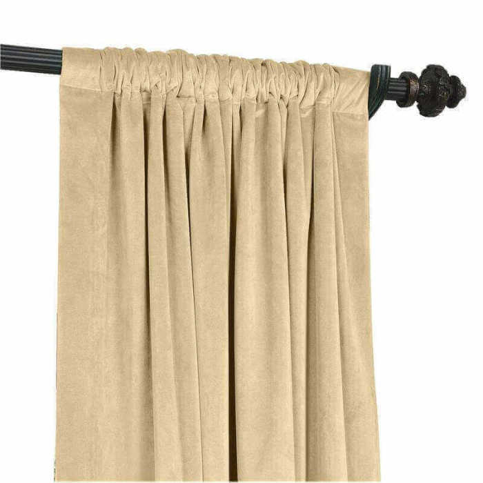 CUSTOM Birkin Cream Velvet Curtain Drapery With Lining For Traverse Rod Pole or Track