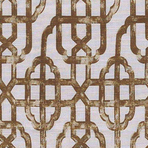 Geometric Trellis Print Window Curtain Antique Bronze Grommet Lattice With Blackout Lining BQ66260