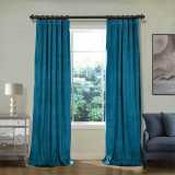 CUSTOM Birkin Blue Velvet Curtain Drapery With Lining For Traverse Rod Pole or Track
