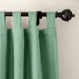 Textured Faux Linen Window Curtain Tab Top Drapery Olive
