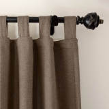 Textured Faux Linen Window Curtain Tab Top Drapery Olive