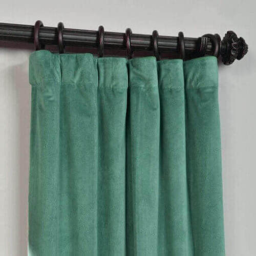 Flat Hook Velvet Curtain Drape with Blackout Lined For Track with Ring Clip or Traverse Rod and Rod with Rings Birkin