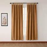 Textured Faux Linen Window Curtain Tab Top Drapery Olive
