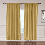 3 Inches Rod Pocket Soundproof Fuax Silk Window Curtain Panel with Blackout Lined LHZ