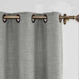 CUSTOM Liz Rock Grey Polyester Linen Window Curtain Drapery with Lined